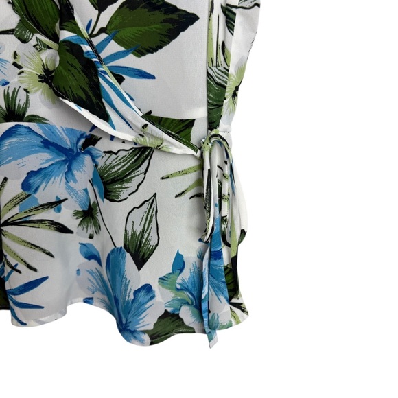 Banana Republic Tropical Floral Print Wrap Top Short Sleeve Size S Casual Ruffle - Picture 5 of 12